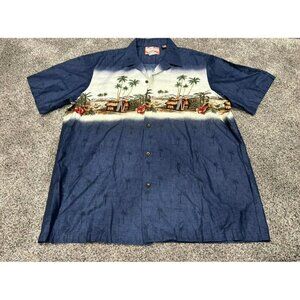 RJC Hawaiian Blue Button Down Shirt XL EUC